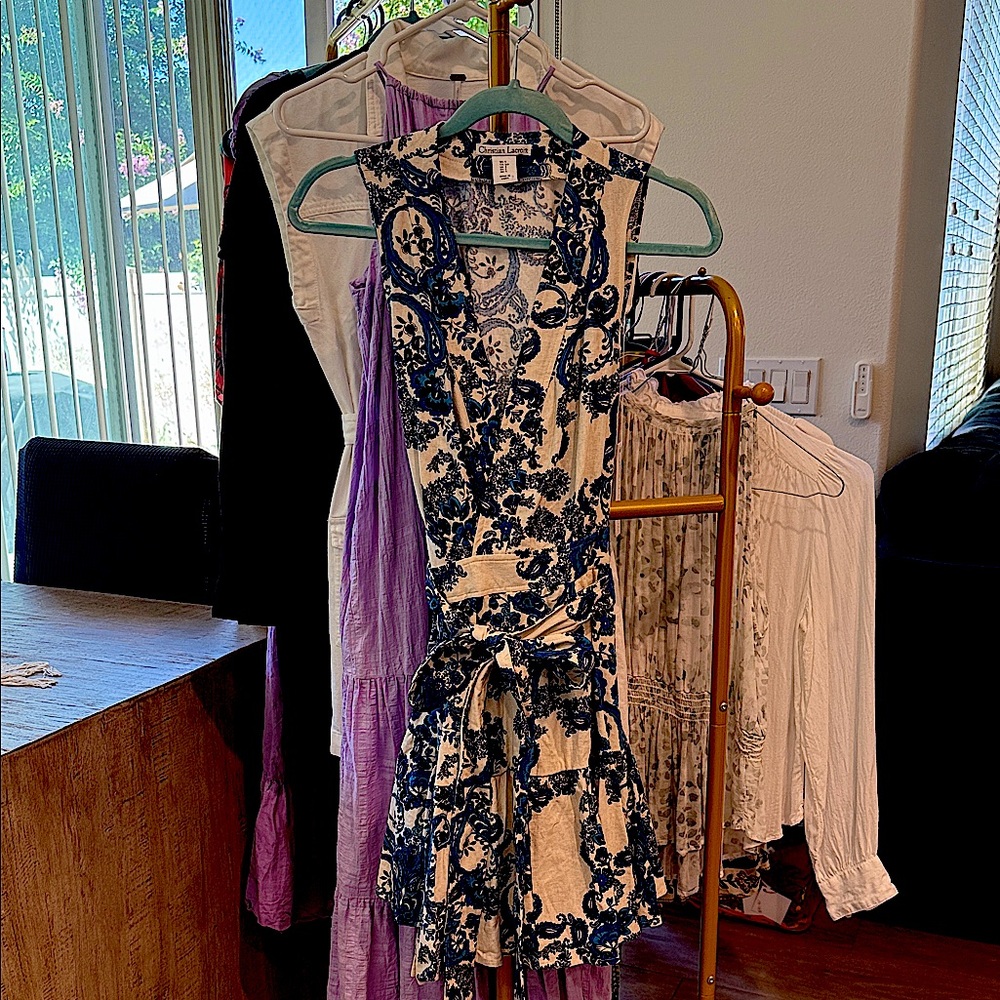 Christian Lacroix Navy and Cream Mini Dress